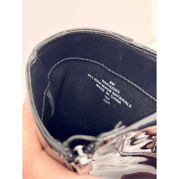 Nine West Boots Size Patent Leather Size 8 Black Block Heel Square Toe - Picture 8 of 10